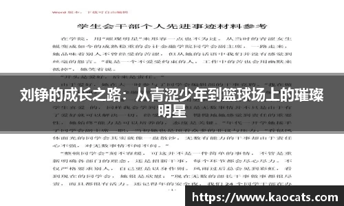 刘铮的成长之路：从青涩少年到篮球场上的璀璨明星